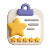 3D Icon for Product Review with Star Rating and Notepad Design png