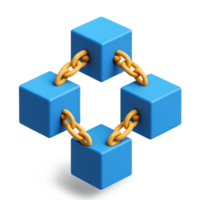 3D Blockchain Visualization with Colorful Cubes and Chain Links png