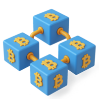 3D Simple Blockchain Visualization with Colorful Blocks and Connections png