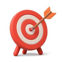 3D Simple Bullseye Target with Arrow Hitting Center Point png