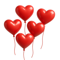 Bright Red Heart Balloons in 3D Style Creating a Playful Atmosphere png
