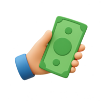 3D Cash Holding in Hand with Simple Design and Soft Colors png