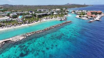 Beautiful Caribbean Beach in Willemstad Netherlands in Curacao.. Beautiful Background. video