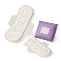 3D Rendering of Simple Sanitary Napkin and Packaging Design png