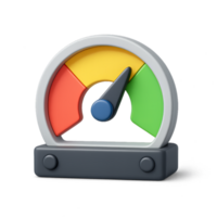3D Meter Display with Color Indicators for Simple Measurements png