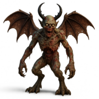 Scary Zombie Demon Hybrid Creature with Wings and Horns png