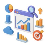 Colorful Isometric Web Analytics Design for Data Visualization png