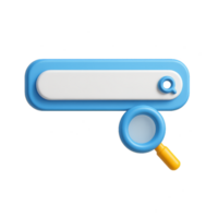 3D Simple Search Engine Interface with Magnifying Glass Element png