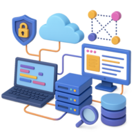 Modern 3D Data Network Concept with Cloud Computing Elements png
