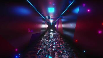 Reflective tunnel with multiple luminous dots . Looped animation video
