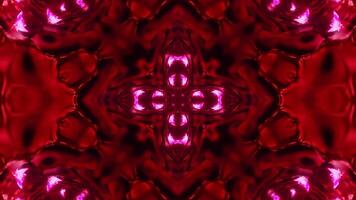 Red and pink star pattern on red background. Kaleidoscope VJ loop video
