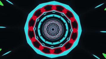 Colorful circular design with red background and green center. Kaleidoscope VJ loop video