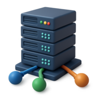 3D Model of Simple Network Server with Colorful Connectors and Details png