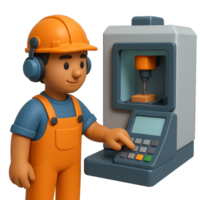 Friendly 3D CNC Operator Using Machine for Simple Fabrication Tasks png