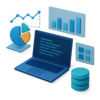 3D Data Visualization with Laptop and Graphical Elements for Analysis png