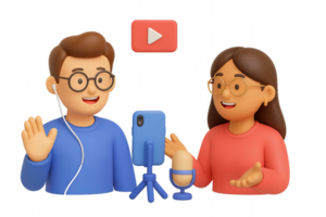 Engaging 3D Characters in a Broadcast Discussion Setup Scene png