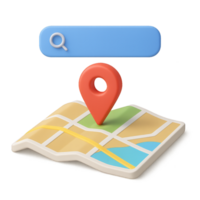 3D Map Locator Design with Simple Search Bar and Pin Icon png