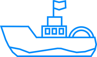 Simple Line Art of a Boat with a Flag and Circular Design Elements png