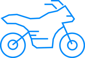 Blue Line Art of a Motorcycle in Simple Outline Design png
