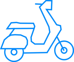 Blue Line Art of a Scooter with a Unique Design and Arrow Sign png