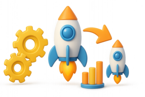 Simple 3D Rocket Upgrade Concept with Graphs and Gears png