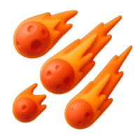 3D Render of Fiery Comets in Motion and Dynamic Trajectory png