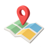 Simple 3D Map Locator Design with Pin Icon for Navigation Use png