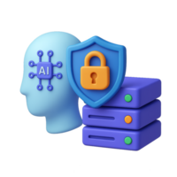AI Security Concept with Shield and Server for Data Protection png