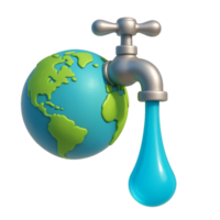 3D Earth Waterfall Design with Simplistic Style and Vibrant Colors png