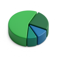 Simple 3D Design of Pie Chart in Vibrant Colors for Data Visualization png