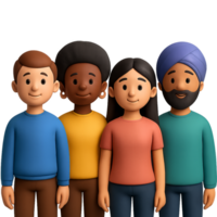 Diverse 3D Portraits of Four Unique Characters in Simple Style png