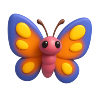 Colorful 3D Butterfly Design with Simple Shapes and Bright Colors png