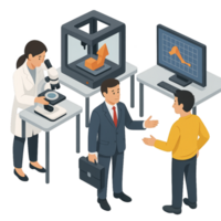 3D Prototype Testing Environment with Professionals Engaged in Work png