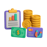 3D Financial Concepts with Simple Elements for Business Use png