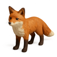 Isolated 3D Object of a Realistic Fox Model for Creative Projects png