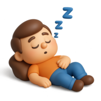 Simple 3D Character Sleeping in a Relaxing Scene with Soft Colors png