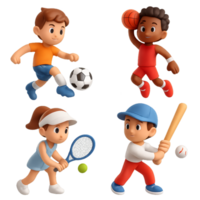 Fun 3D Characters Engaged in Various Sports Activities and Action png