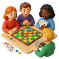Simple 3D Board Game with Friends Playing Together at Table png