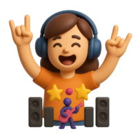 Engaging 3D Concert Experience with Excited Music Listener png