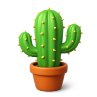 Simple 3D Cactus Design in a Pot for Creative Projects and Concepts png