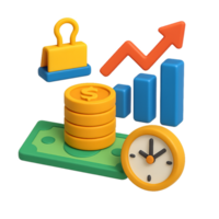 3D Visual Representation of Simple Economy Concepts and Growth Metrics png