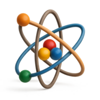 Isolated 3D Object with Colorful Atoms and Orbiting Electrons png