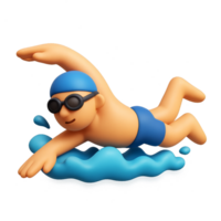 3D Swimming Scene with Simple Stylized Character in Water png