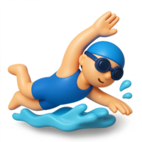 3D Silhouette of a Swimmer in Action, Simple and Colorful Design png