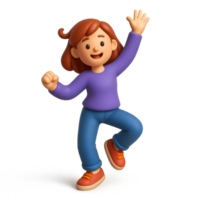 3D Silhouette of Dancing Character in Playful Pose png