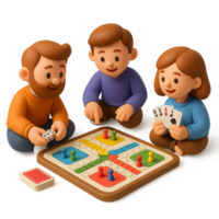 Engaging 3D Characters Playing Simple Board Game Together png