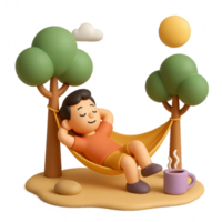 Relaxing in a 3D Scene with a Hammock and Trees for Calm Moments png