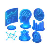Futuristic Holographic Interfaces with Data Visualization Elements png