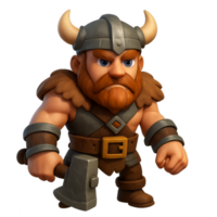 Simple 3D Game Character Design of a Fierce Warrior Figure png