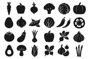Simple Silhouette Collection of Various Vegetables for Design Use png